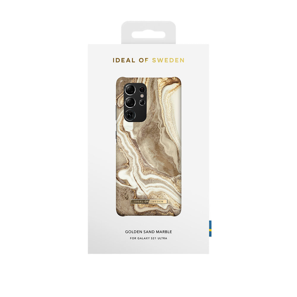 iDeal of Sweden Samsung Galaxy S21 Ultra Hardcase Backcover - Fashion Case - Golden Sand Marble-Hoesjes-Ilumina Benelux