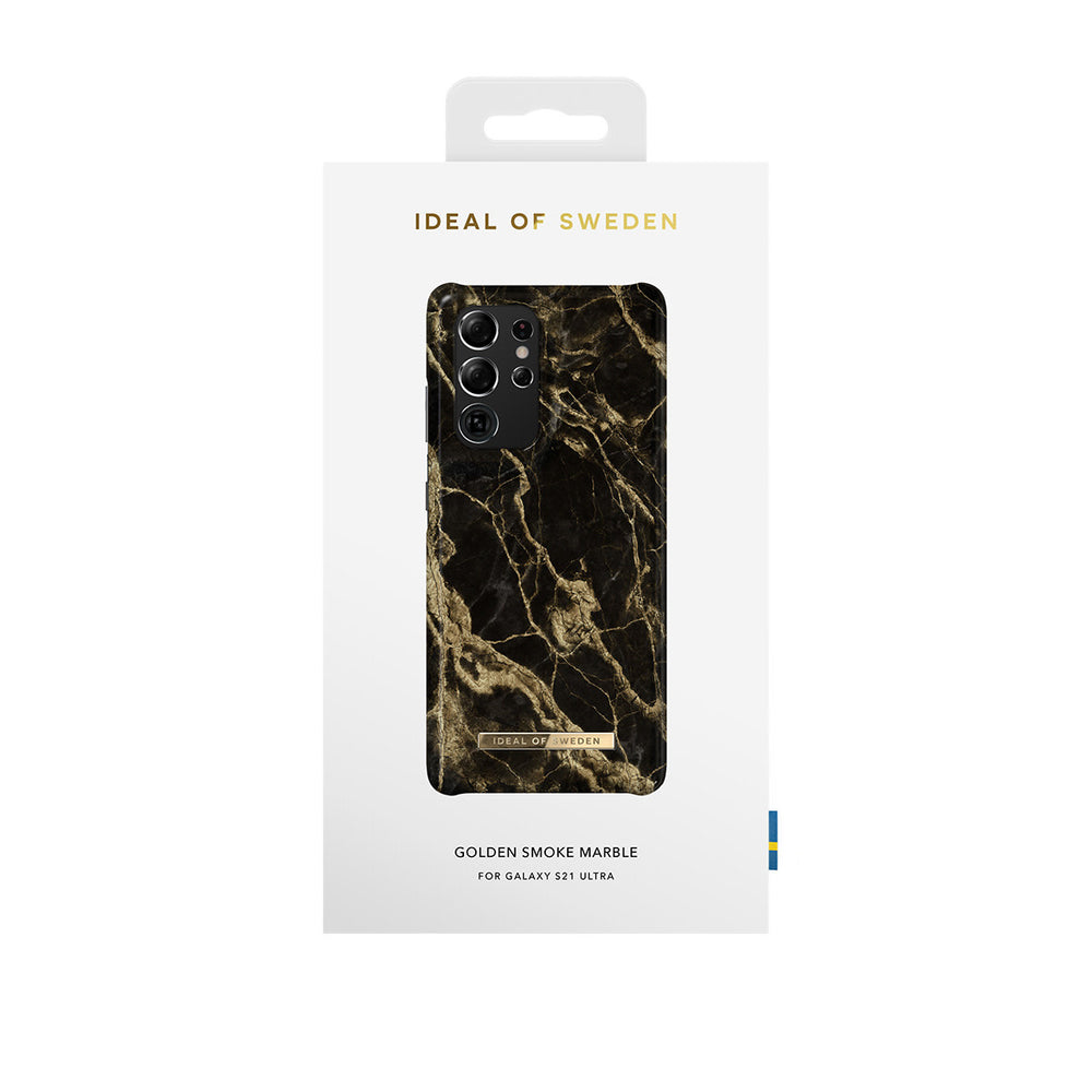 iDeal of Sweden Samsung Galaxy S21 Ultra Hardcase Backcover - Fashion Case - Golden Smoke Marble-Hoesjes-Ilumina Benelux