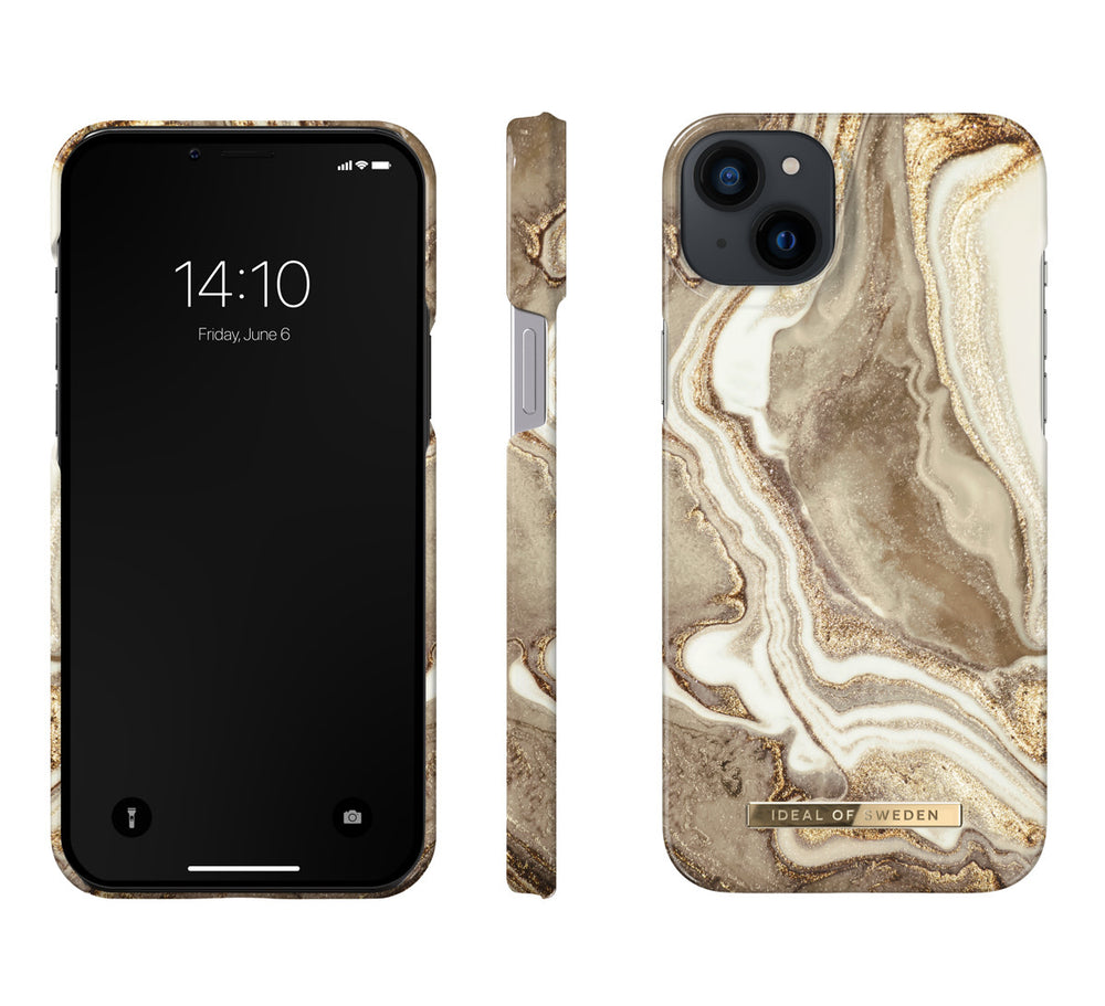 iDeal of Sweden iPhone 14 & 15 Plus Hardcase Backcover - Fashion Case - Golden Sand Marble-Hoesjes-Ilumina Benelux