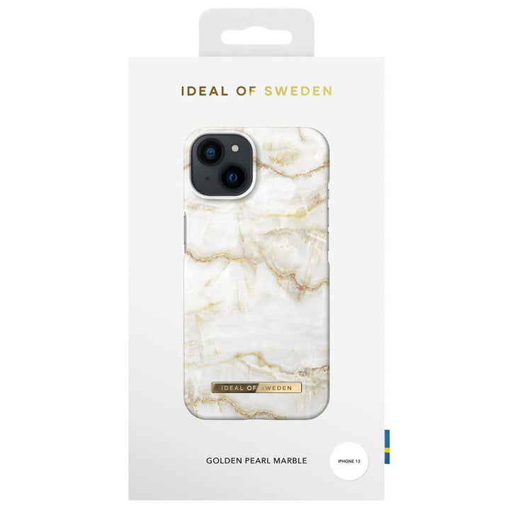 iDeal of Sweden iPhone 15 & 14 & 13 Backcover Case - Golden Pearl Marble-Hoesjes-Ilumina Benelux