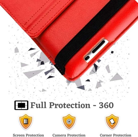 iPad 10.2 (2019-2021) – 360° draaibare multi-stand case – Standfunctie – Rood-Tablethoesjes-Ilumina Benelux