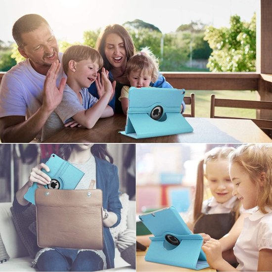 iPad 10.2 (2019-2021) Hoesjes – 360° draaibaar Multi-Stand – Incl. Screenprotector & Stylus – Lichtblauw-Tablethoesjes-Ilumina Benelux