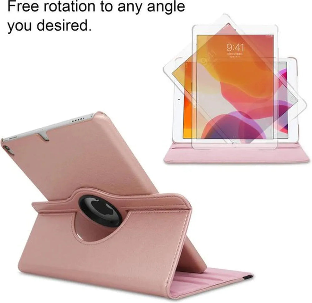 iPad 10.2 (2019-2021) Hoesjes – 360° draaibaar Multi-Stand – Incl. Screenprotector & Stylus – Roségoud-Tablethoesjes-Ilumina Benelux