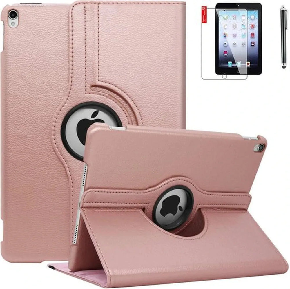 iPad 10.2 (2019-2021) Hoesjes – 360° draaibaar Multi-Stand – Incl. Screenprotector & Stylus – Roségoud-Tablethoesjes-Ilumina Benelux