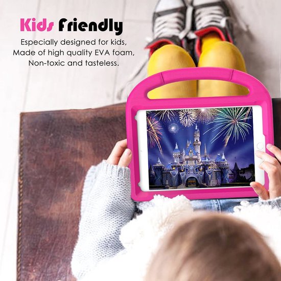 iPad 10.2 (2019-2021) Hoesjes – Kidsproof Siliconen – Handvat & Standfunctie – Roze-Tablethoesjes-Ilumina Benelux