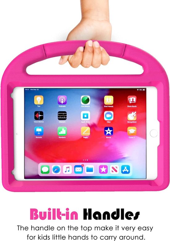 iPad 10.2 (2019-2021) Hoesjes – Kidsproof Siliconen – Handvat & Standfunctie – Roze-Tablethoesjes-Ilumina Benelux