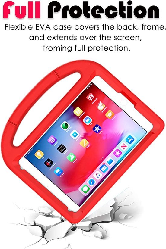 iPad 10.2 (2019-2021) Hoesjes – Kidsproof siliconen – Met handvat & standaard – Rood-Tablethoesjes-Ilumina Benelux