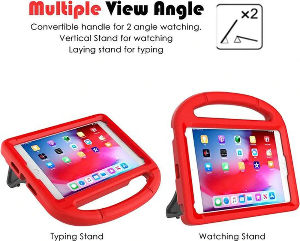 iPad 10.2 (2019-2021) Hoesjes – Kidsproof siliconen – Met handvat & standaard – Rood-Tablethoesjes-Ilumina Benelux