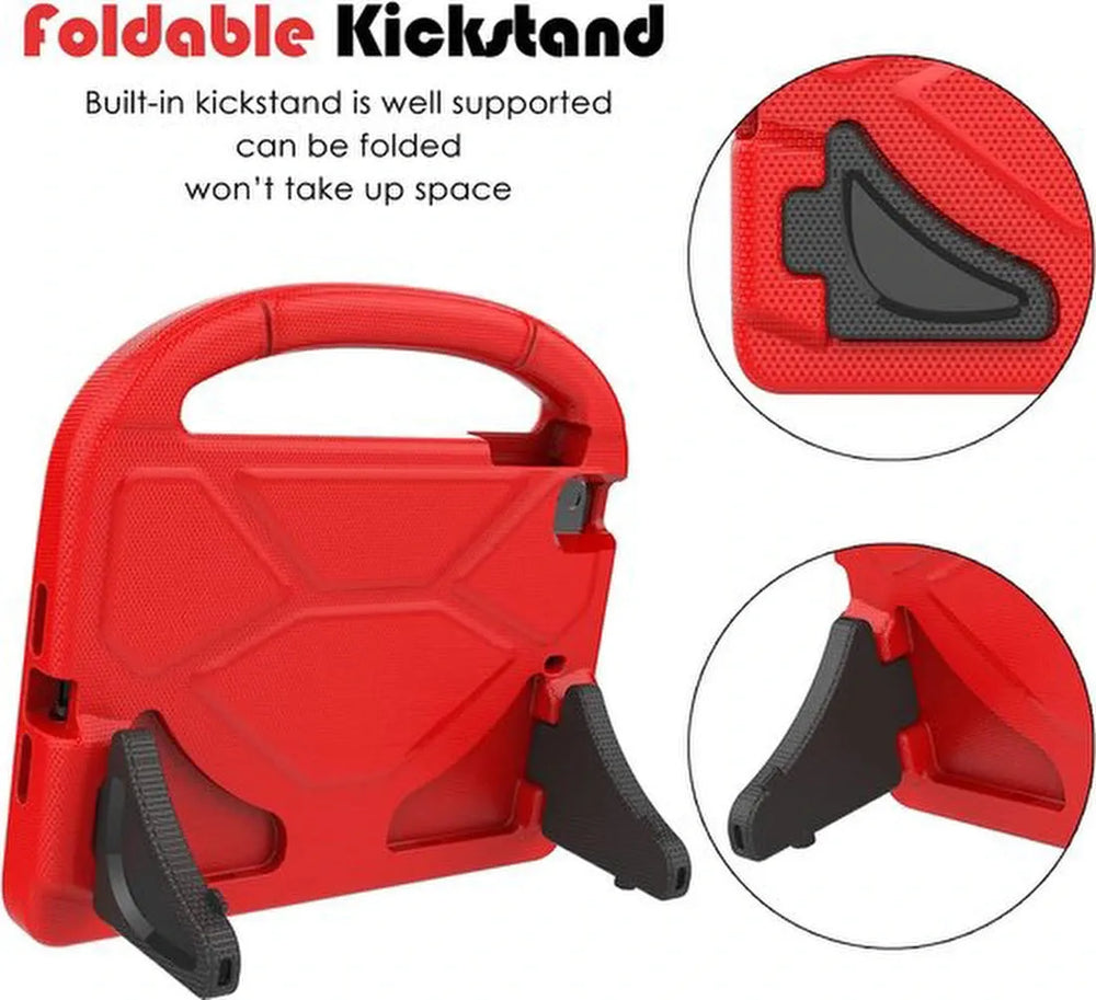 iPad 10.2 (2019-2021) Hoesjes – Kidsproof siliconen – Met handvat & standaard – Rood-Tablethoesjes-Ilumina Benelux