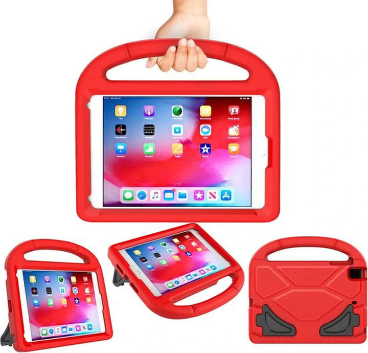 iPad 10.2 (2019-2021) Hoesjes – Kidsproof siliconen – Met handvat & standaard – Rood-Tablethoesjes-Ilumina Benelux