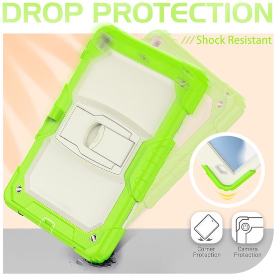 iPad 10.2 (2019-2021) – Robuust Armor Hoesjes – Penhouder – Ingebouwde screenprotector & standaard – Groen-Tablethoesjes-Ilumina Benelux