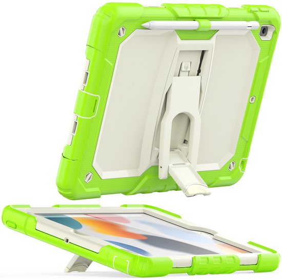 iPad 10.2 (2019-2021) – Robuust Armor Hoesjes – Penhouder – Ingebouwde screenprotector & standaard – Groen-Tablethoesjes-Ilumina Benelux