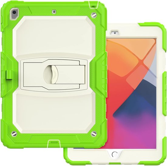 iPad 10.2 (2019-2021) – Robuust Armor Hoesjes – Penhouder – Ingebouwde screenprotector & standaard – Groen-Tablethoesjes-Ilumina Benelux