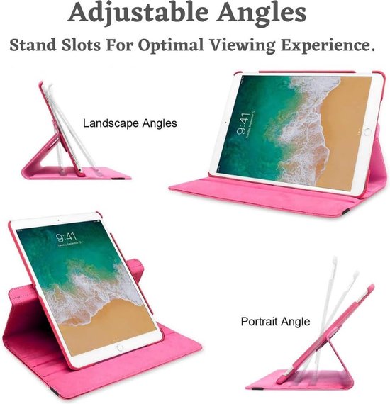 iPad 10.2 (2019-2021) / iPad 10e/9e/8e/7e Hoesjes – 360° draaibaar – Multi-stand – Donkerroze-Tablethoesjes-Ilumina Benelux