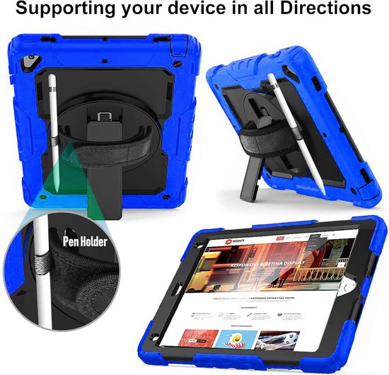 iPad 10.2 (2019-2021) / iPad Pro 10.5 / iPad Air 3 – Armor Hoesjes – Schokbestendig – Screenprotector – Blauw-Tablethoesjes-Ilumina Benelux