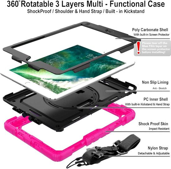 iPad 10.2 (2019-2021) iPad Pro 10.5 iPad Air 3 – Armor Hoesjes – Schokbestendig – Screenprotector – Roze-Tablethoesjes-Ilumina Benelux