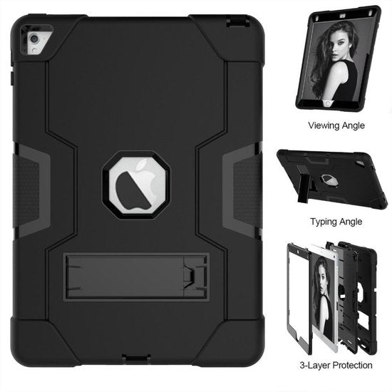 iPad 10.2 2019/2020 – Rugged Schokbestendig – Kickstand Standfunctie – Zwart-Tablethoesjes-Ilumina Benelux