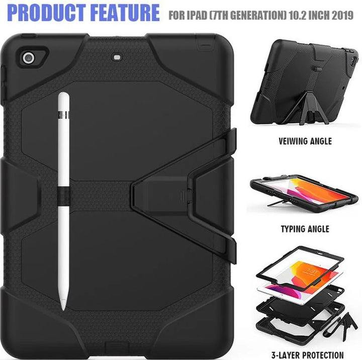 iPad 10.2 (2019/2020/2021) – Extreme Robuust Armor Hoesjes – Schokbestendig – Zwart-Tablethoesjes-Ilumina Benelux