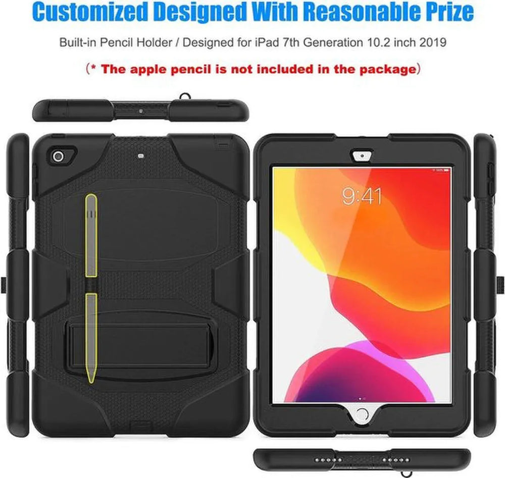 iPad 10.2 (2019/2020/2021) – Extreme Robuust Armor Hoesjes – Schokbestendig – Zwart-Tablethoesjes-Ilumina Benelux