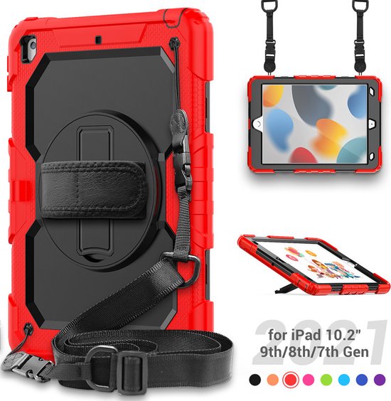 iPad 10.2 (2019/2020/2021) Hoesjes – Kinderhoes met Handvat – Standfunctie – Zwart-Tablethoesjes-Ilumina Benelux