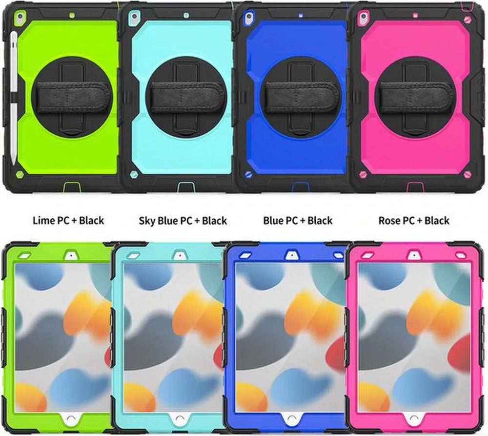 iPad 10.2 (2019/2020/2021) Hoesjes – Kinderhoes met Handvat – Standfunctie – Zwart-Tablethoesjes-Ilumina Benelux