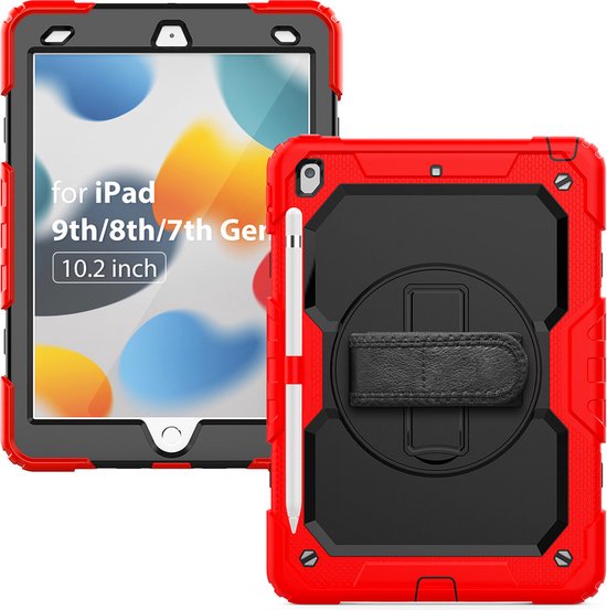 iPad 10.2 (2019/2020/2021) Hoesjes – Kinderhoes met Handvat – Standfunctie – Zwart-Tablethoesjes-Ilumina Benelux