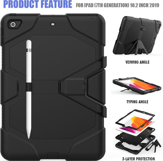 iPad 10.2 (2019/2020/2021) – Rugged Case Hoesjes – Schokbestendig – Kickstand – Roze-Tablethoesjes-Ilumina Benelux