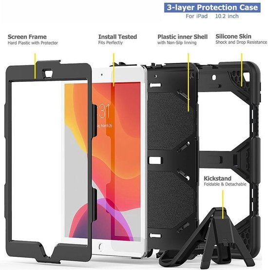 iPad 10.2 (2019/2020/2021) – Rugged Case Hoesjes – Schokbestendig – Kickstand – Roze-Tablethoesjes-Ilumina Benelux