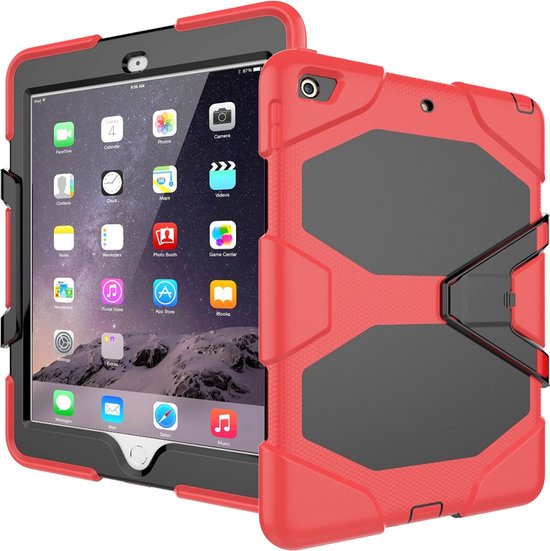 iPad 10.2 (2019/2020/2021) – Rugged Schokbestendig – Kickstand Standfunctie – Rood-Tablethoesjes-Ilumina Benelux