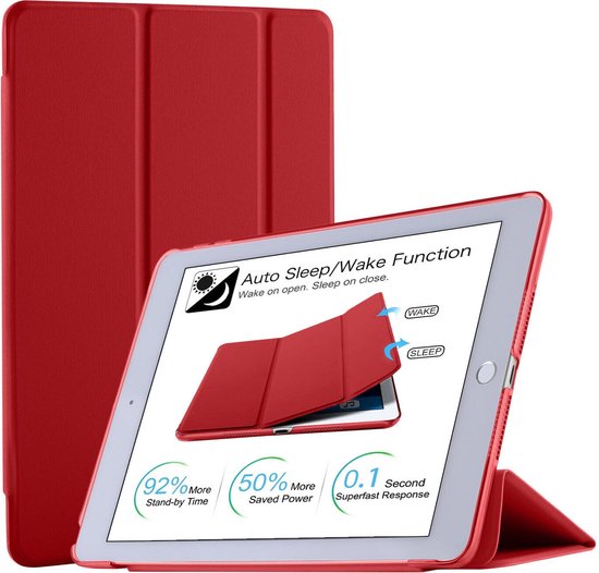 iPad 10.2 (2019/2020/2021) – Tri-Fold Smart Cover – Standfunctie – Ultraslank – Rood-Tablethoesjes-Ilumina Benelux