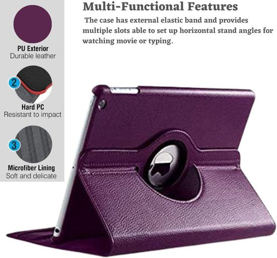 iPad 10.2 (2019/2020/2021/2022) Hoesjes – 360° draaibaar – Multi-stand – Paars-Tablethoesjes-Ilumina Benelux