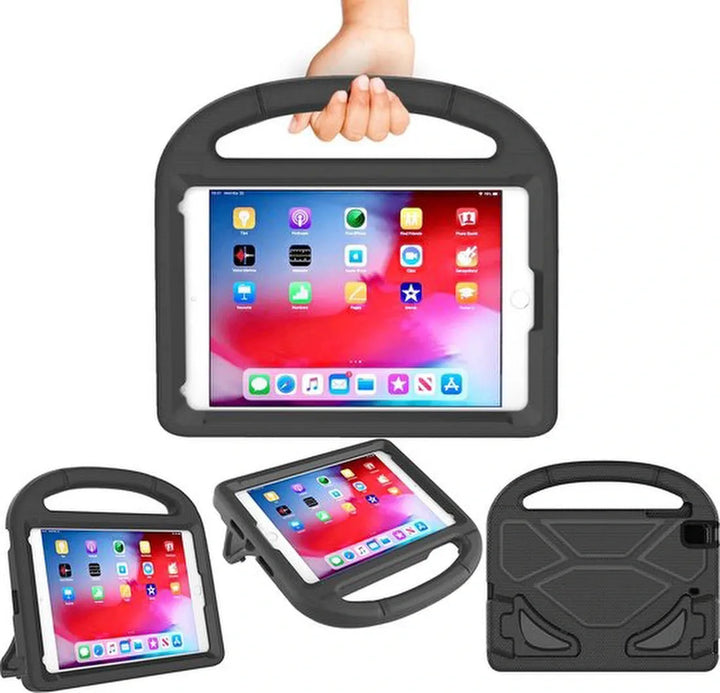 iPad 10.2 (2019/2020/2021) Hoesjes – Kidsproof Siliconen – Handvat & Standfunctie – Zwart-Tablethoesjes-Ilumina Benelux