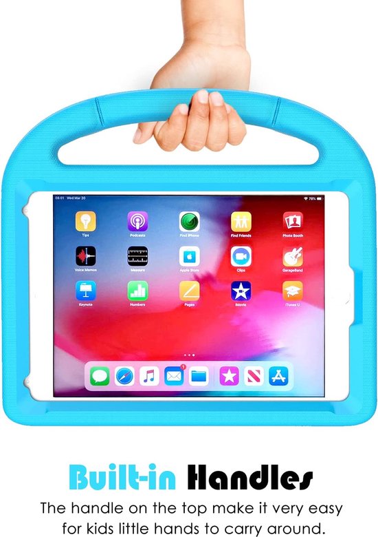 iPad 10.2 2021 (A2602/A2603/A2604/A2605) Hoesjes – Kidsproof Siliconen – Handvat – Standfunctie – Blauw-Tablethoesjes-Ilumina Benelux