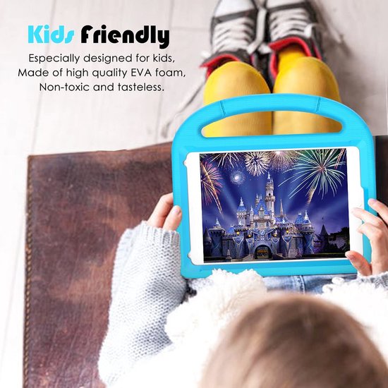 iPad 10.2 2021 (A2602/A2603/A2604/A2605) Hoesjes – Kidsproof Siliconen – Handvat – Standfunctie – Blauw-Tablethoesjes-Ilumina Benelux