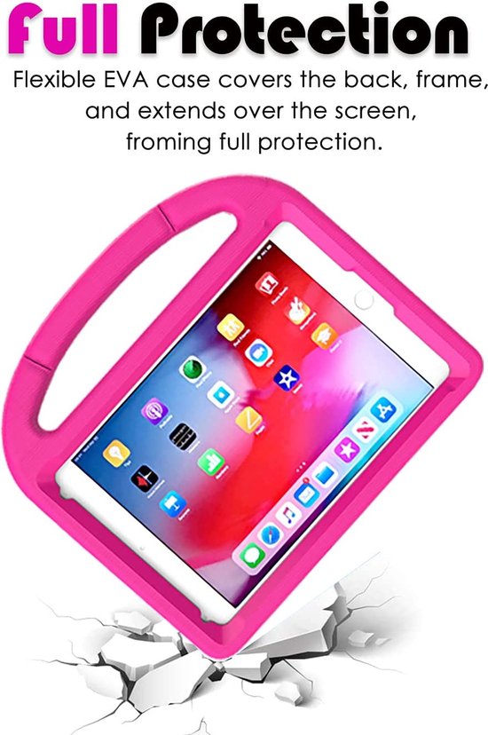 iPad 10.2 2021 Hoesjes – Kidsproof Siliconen – Met Handvat & Standfunctie – Roze-Tablethoesjes-Ilumina Benelux
