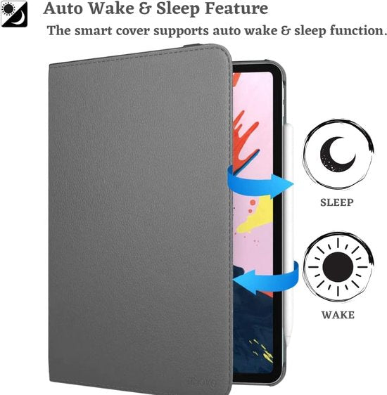 iPad 10.2 (2019/2020/2021/2022) Hoesjes – 360° draaibaar – Multi-stand Standfunctie – Grijs-Tablethoesjes-Ilumina Benelux