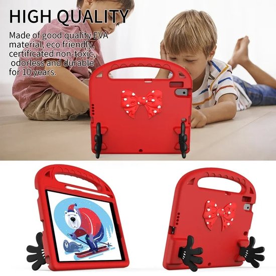 iPad 10.2 (7e/8e/9e gen 2019-2021) Hoesjes – Kidsproof – Handvat – Standfunctie – Rood-Tablethoesjes-Ilumina Benelux
