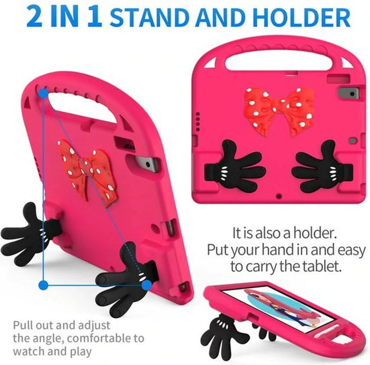 iPad 10.2 (7e/8e/9e gen) Hoesjes – Kidsproof – Handvat – Standfunctie – Donkerroze-Tablethoesjes-Ilumina Benelux