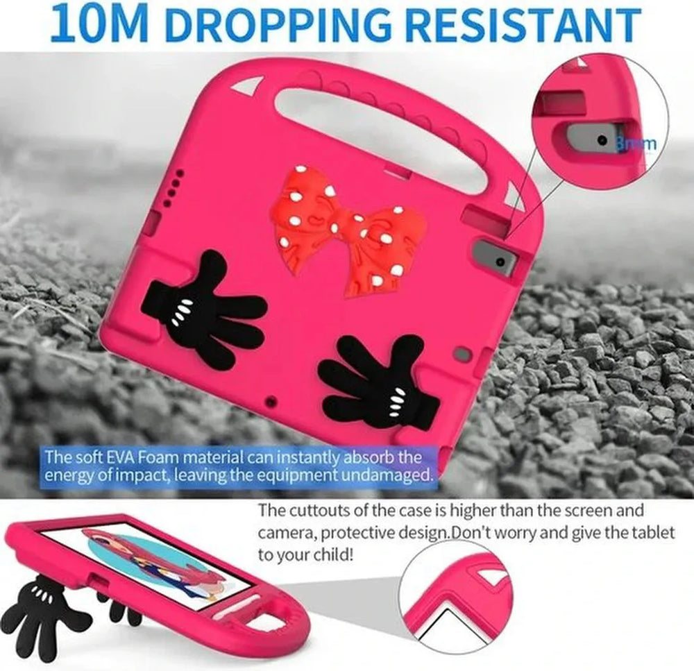 iPad 10.2 (7e/8e/9e gen) Hoesjes – Kidsproof – Handvat – Standfunctie – Donkerroze-Tablethoesjes-Ilumina Benelux