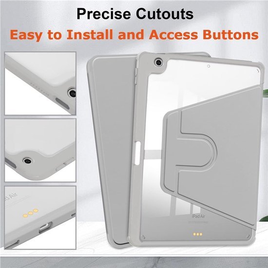 iPad 10.2 (9/8/7) & iPad Air 3/Pro 10.5 – Acryl Stand Case – Pencilhouder – Grijs-Tablethoesjes-Ilumina Benelux