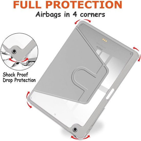 iPad 10.2 (9/8/7) & iPad Air 3/Pro 10.5 – Acryl Stand Case – Pencilhouder – Grijs-Tablethoesjes-Ilumina Benelux
