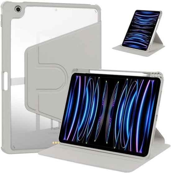 iPad 10.2 (9/8/7) & iPad Air 3/Pro 10.5 – Acryl Stand Case – Pencilhouder – Grijs-Tablethoesjes-Ilumina Benelux