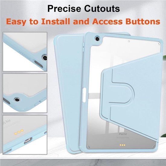 iPad 10.2 (9/8/7) & iPad Air 3/Pro 10.5 – Acryl Stand Case – Pencilhouder – Lichtblauw-Tablethoesjes-Ilumina Benelux