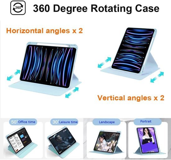 iPad 10.2 (9/8/7) & iPad Air 3/Pro 10.5 – Acryl Stand Case – Pencilhouder – Lichtblauw-Tablethoesjes-Ilumina Benelux