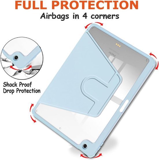 iPad 10.2 (9/8/7) & iPad Air 3/Pro 10.5 – Acryl Stand Case – Pencilhouder – Lichtblauw-Tablethoesjes-Ilumina Benelux