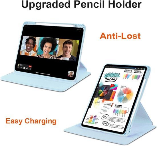 iPad 10.2 (9/8/7) & iPad Air 3/Pro 10.5 – Acryl Stand Case – Pencilhouder – Lichtblauw-Tablethoesjes-Ilumina Benelux