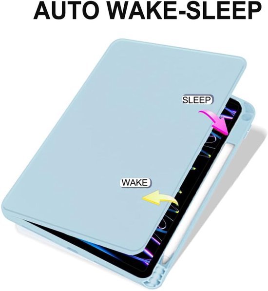 iPad 10.2 (9/8/7) & iPad Air 3/Pro 10.5 – Acryl Stand Case – Pencilhouder – Lichtblauw-Tablethoesjes-Ilumina Benelux