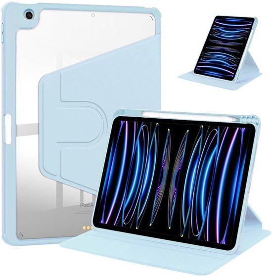 iPad 10.2 (9/8/7) & iPad Air 3/Pro 10.5 – Acryl Stand Case – Pencilhouder – Lichtblauw-Tablethoesjes-Ilumina Benelux