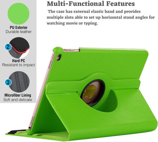 iPad 2/3/4 9.7 inch Hoesjes – 360° draaibaar – Multi-stand standfunctie – Groen-Tablethoesjes-Ilumina Benelux