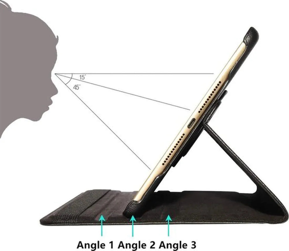 iPad 2/3/4 9.7 inch Hoesjes – 360° draaibaar multi-stand – Standfunctie – Zwart-Tablethoesjes-Ilumina Benelux